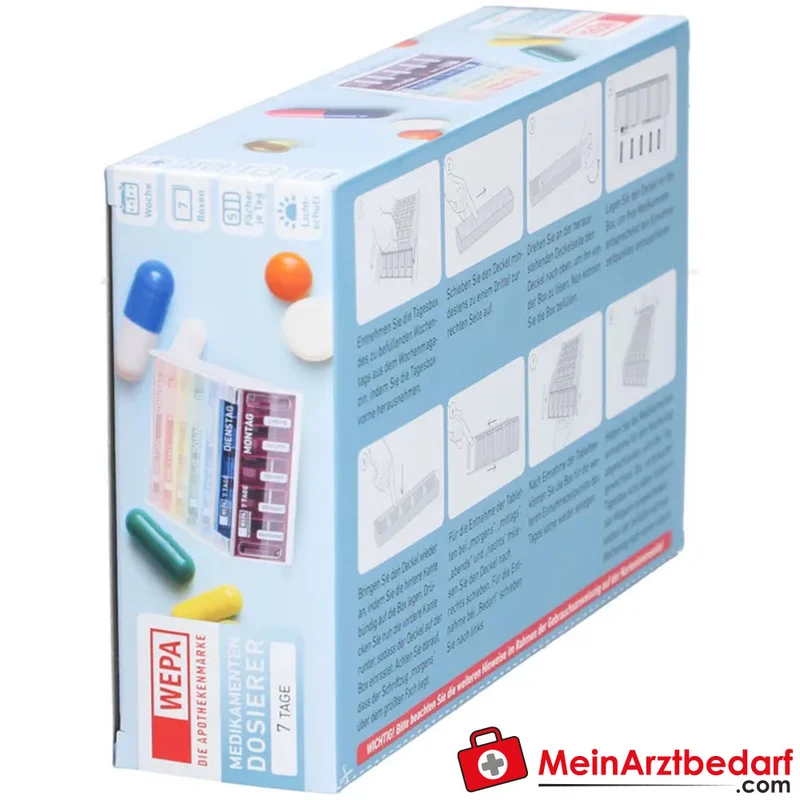 Anabox Tablettendose 7 Tage Regenbogen mit 4 Einnahmezeiten und Zusatzfach, 1 Stück