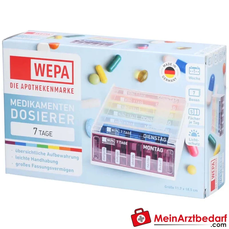 Anabox Tablettendose 7 Tage Regenbogen mit 4 Einnahmezeiten und Zusatzfach, 1 Stück