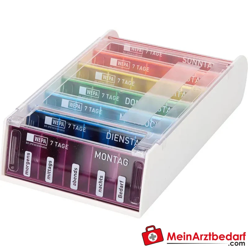 Anabox Tablettendose 7 Tage Regenbogen mit 4 Einnahmezeiten und Zusatzfach, 1 Stück