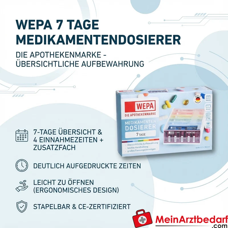 Anabox Tablettendose 7 Tage Regenbogen mit 4 Einnahmezeiten und Zusatzfach, 1 Stück