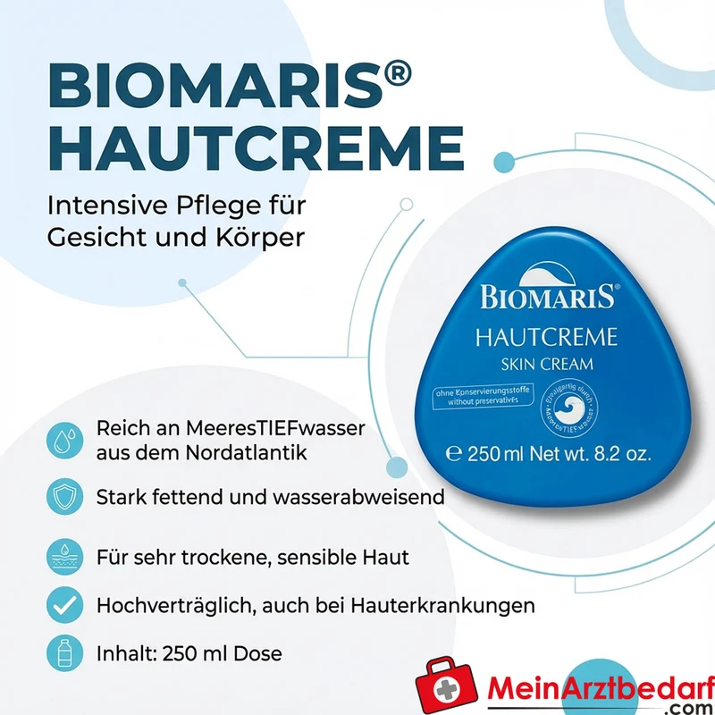 BIOMARIS Hautcreme Pocket stark fettend mit MeeresTIEFwasser Creme 250 ml