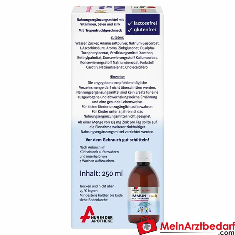 Doppelherz® system IMMUN Multivitamine family Vitamine A, C, D, E, Selen und Zink trinkfertig 250 ml