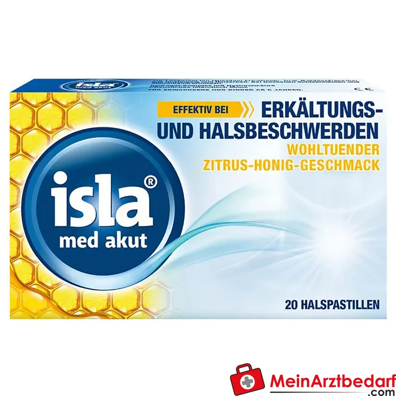 isla med akut Zitrus-Honig Halspastillen mit Hyaluronsäure & Isländisch Moos 20 St.