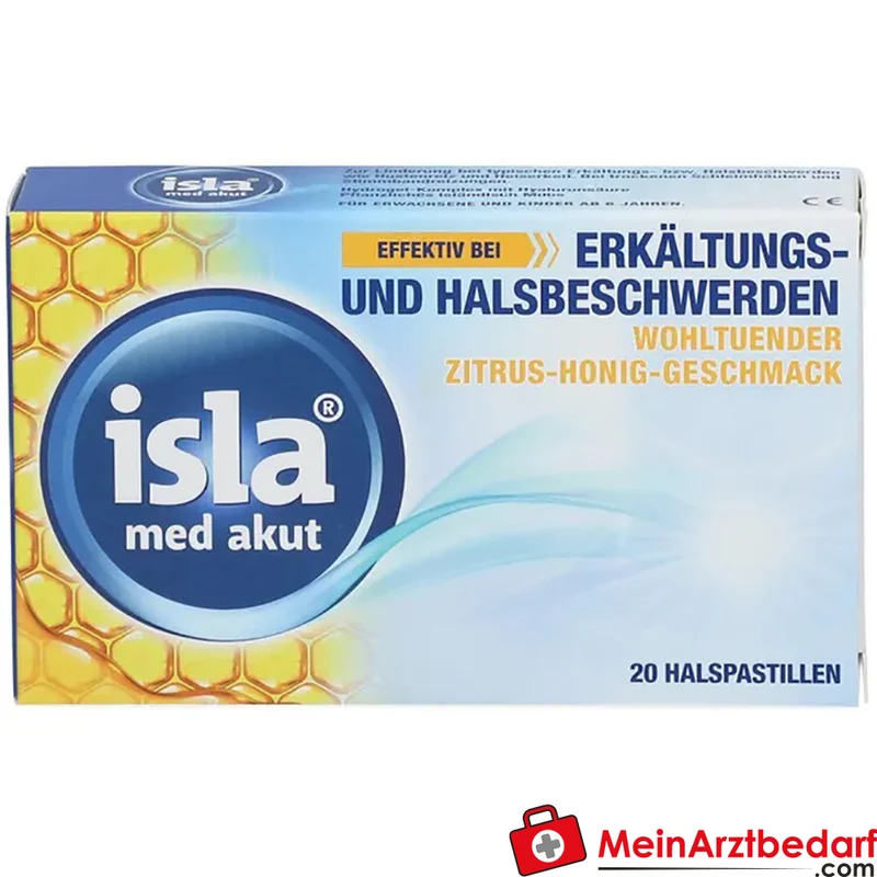 isla med akut Zitrus-Honig Halspastillen mit Hyaluronsäure & Isländisch Moos 20 St.