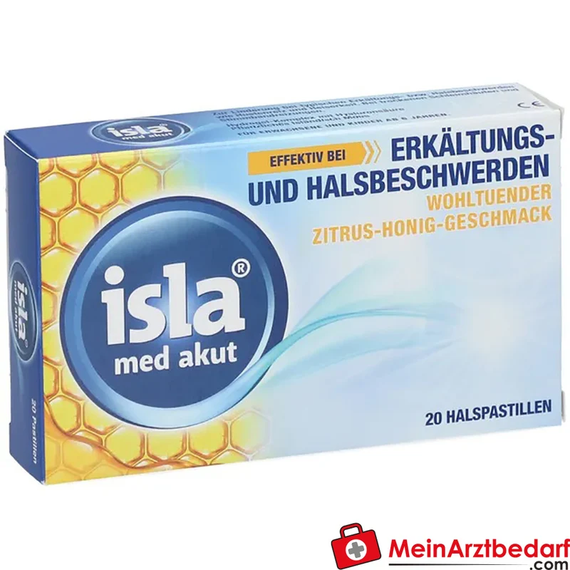 isla med akut Zitrus-Honig Halspastillen mit Hyaluronsäure & Isländisch Moos 20 St.