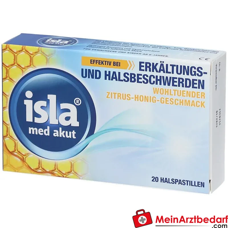 isla med akut Zitrus-Honig Halspastillen mit Hyaluronsäure & Isländisch Moos 20 St.