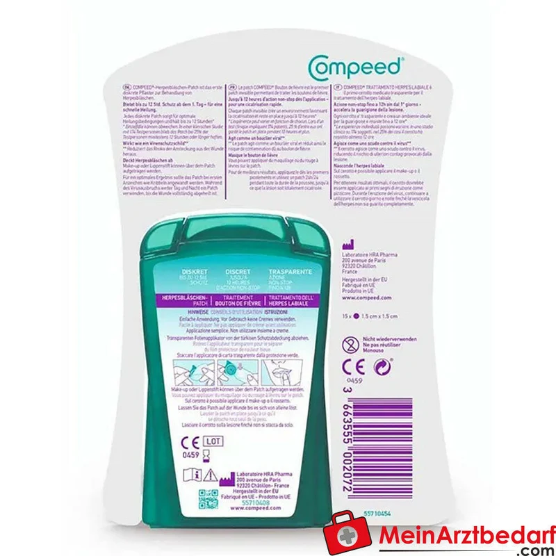 Compeed Herpesbläschen Hydrokolloid-Patch Lippenherpes 15 Stück