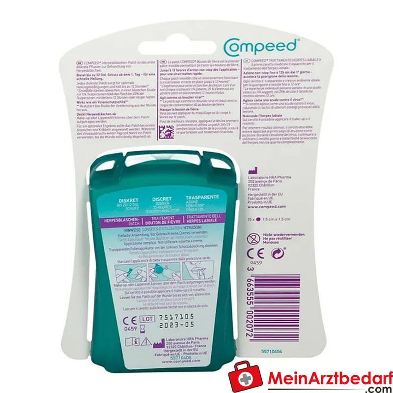 Compeed Herpesbläschen Hydrokolloid-Patch Lippenherpes 15 Stück