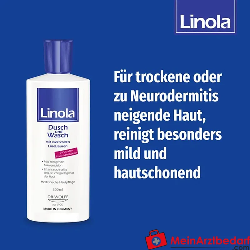 Linola Dusch und Wasch Duschgel 300 ml für trockene, neurodermitis-neigende Haut