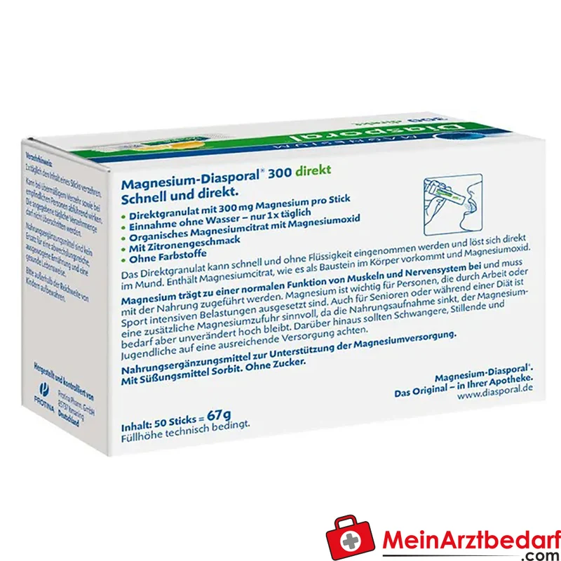Diasporal Magnesium 300 mg Direktgranulat Sticks Zitrone 50 Stück