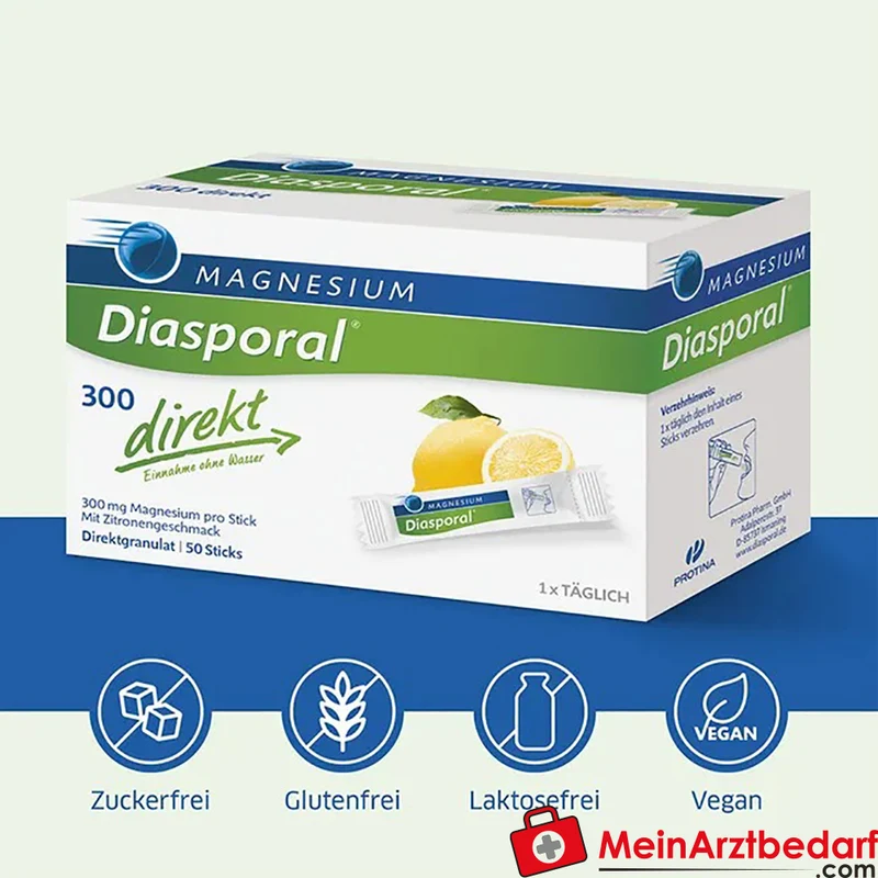 Diasporal Magnesium 300 mg Direktgranulat Sticks Zitrone 50 Stück