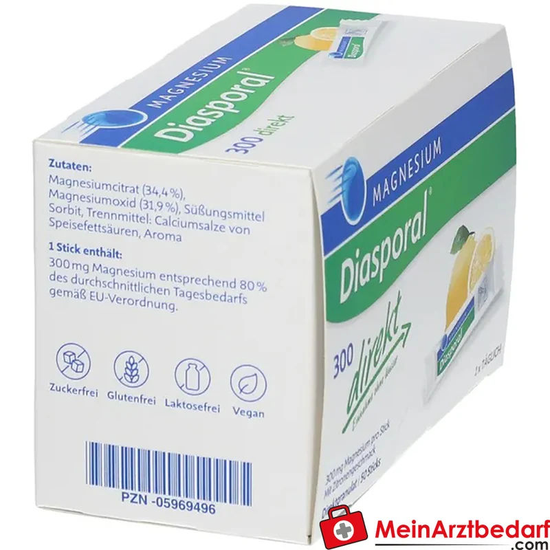 Diasporal Magnesium 300 mg Direktgranulat Sticks Zitrone 50 Stück