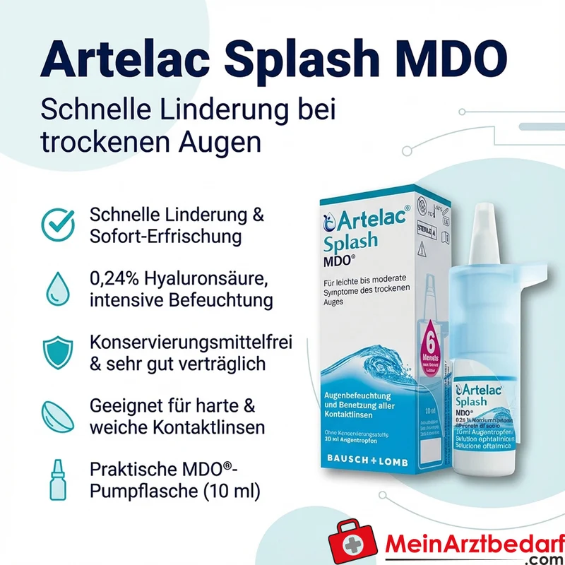 Artelac Splash MDO 0,24% Hyaluronsäure Augentropfen Pumpflasche 10 ml