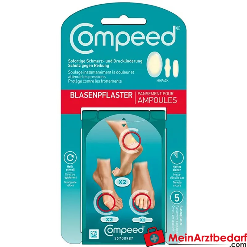 Compeed Blasenpflaster Mixpack 5 Stück (2 Medium, 2 Small, 1 Zehen)