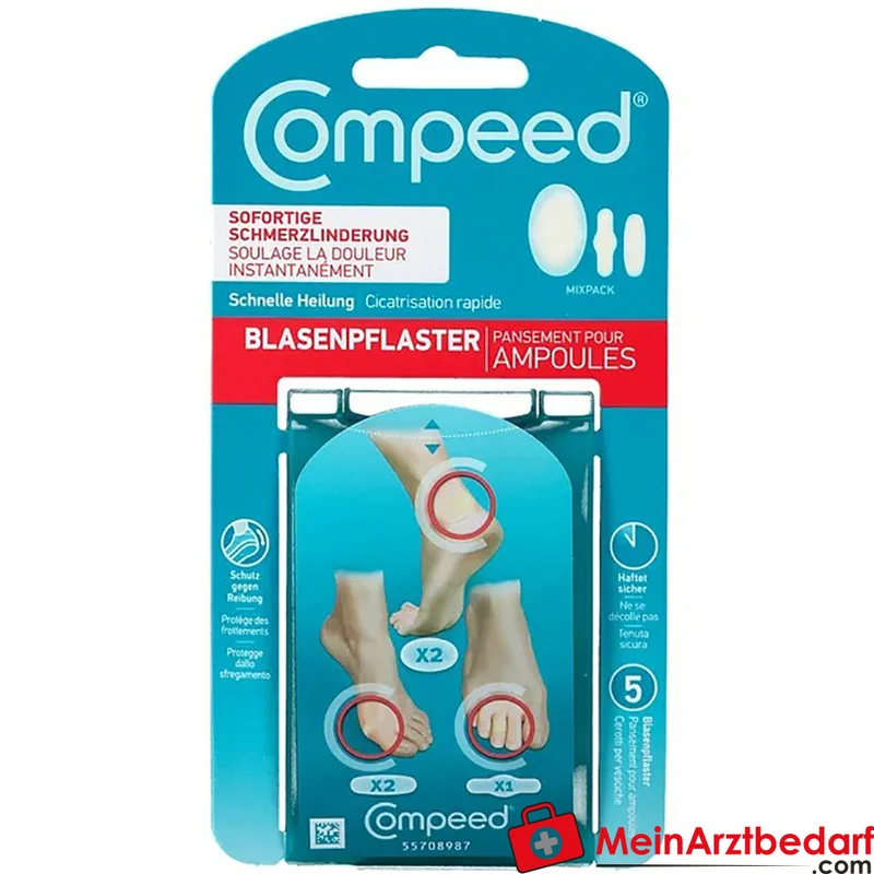 Compeed Blasenpflaster Mixpack 5 Stück (2 Medium, 2 Small, 1 Zehen)