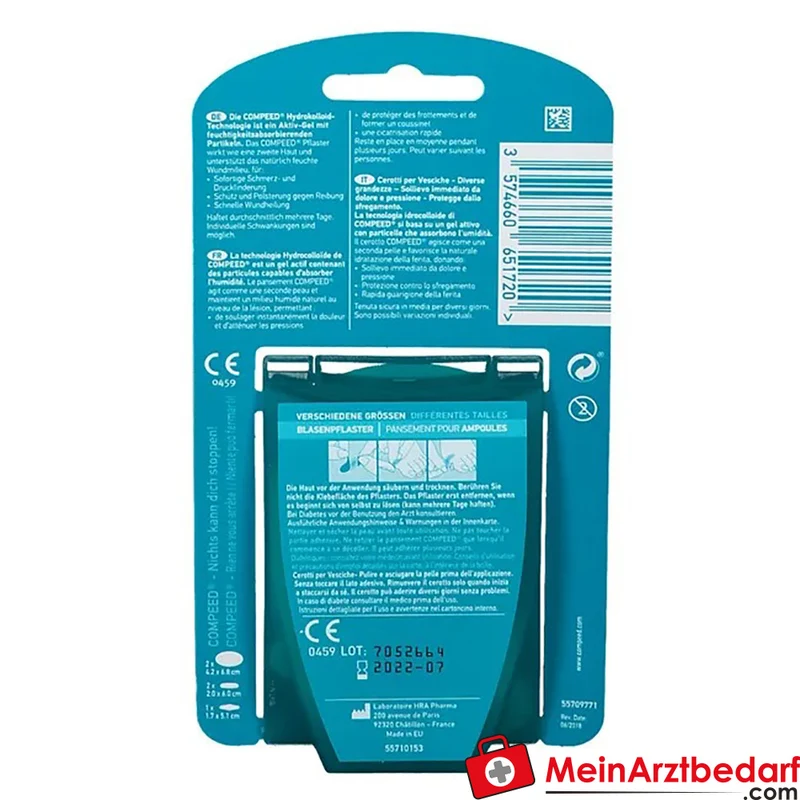Compeed Blasenpflaster Mixpack 5 Stück (2 Medium, 2 Small, 1 Zehen)