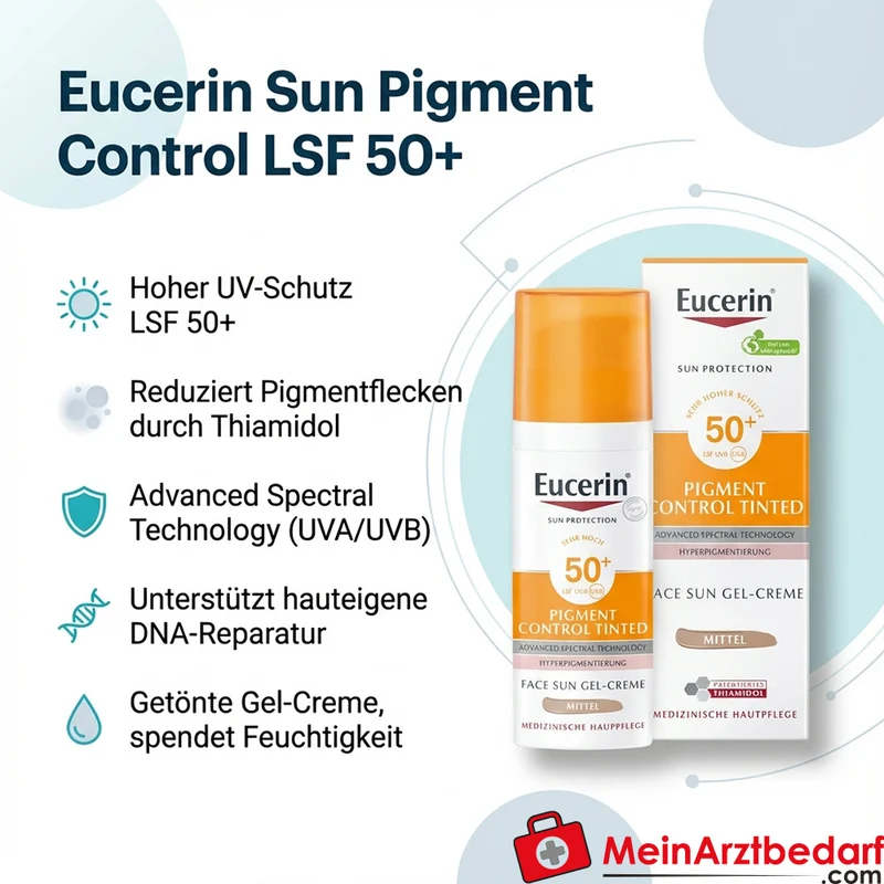 Eucerin Pigment Control Tinted Face Gel-Creme mit Thiamidol LSF 50+ 50 ml