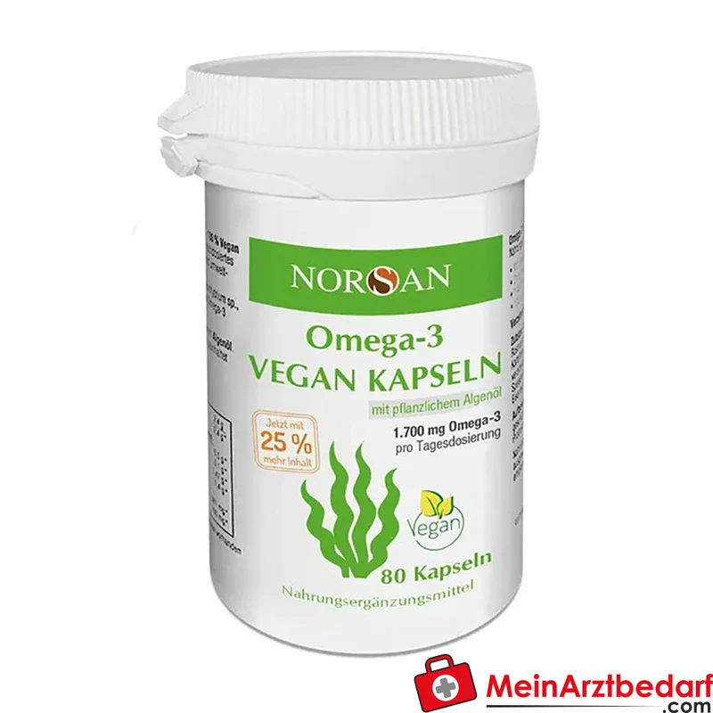NORSAN Omega-3 Vegan Algenöl Kapseln 1.400 mg Omega-3 (EPA+DHA) 80 Stück