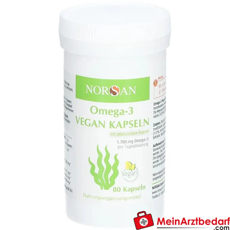 NORSAN Omega-3 Vegan Algenöl Kapseln 1.400 mg Omega-3 (EPA+DHA) 80 Stück