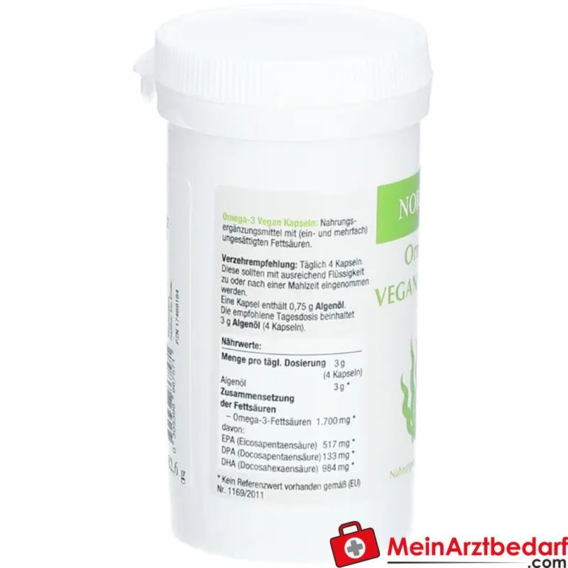 NORSAN Omega-3 Vegan Algenöl Kapseln 1.400 mg Omega-3 (EPA+DHA) 80 Stück