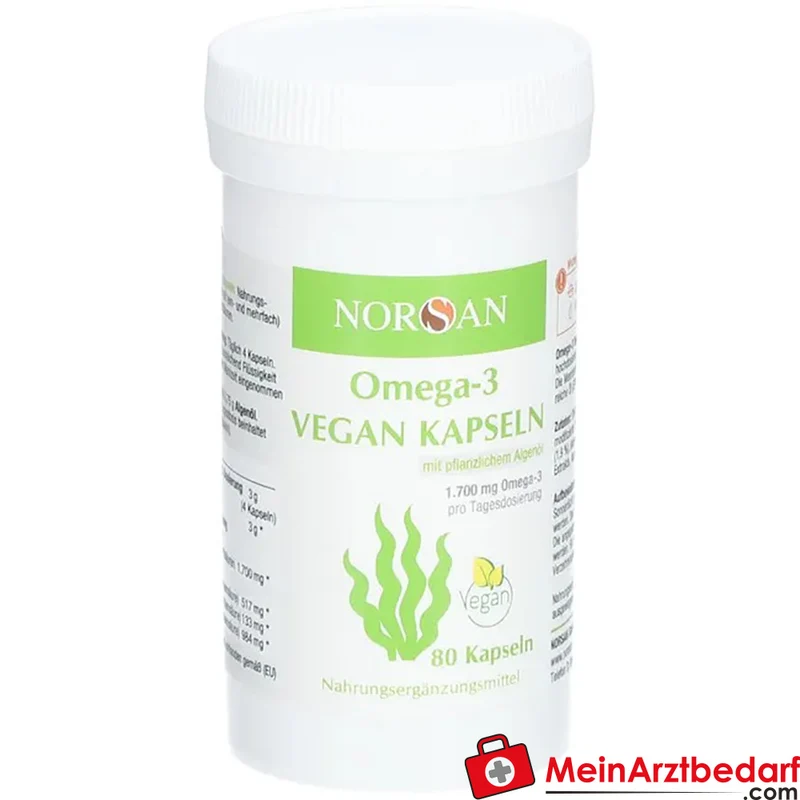 NORSAN Omega-3 Vegan Algenöl Kapseln 1.400 mg Omega-3 (EPA+DHA) 80 Stück