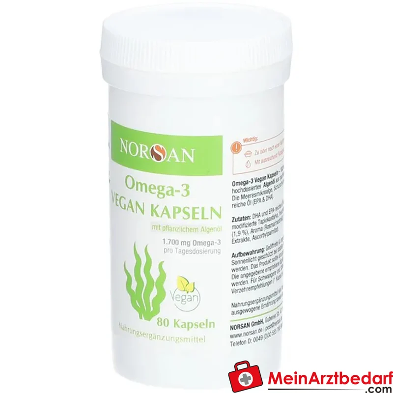 NORSAN Omega-3 Vegan Algenöl Kapseln 1.400 mg Omega-3 (EPA+DHA) 80 Stück