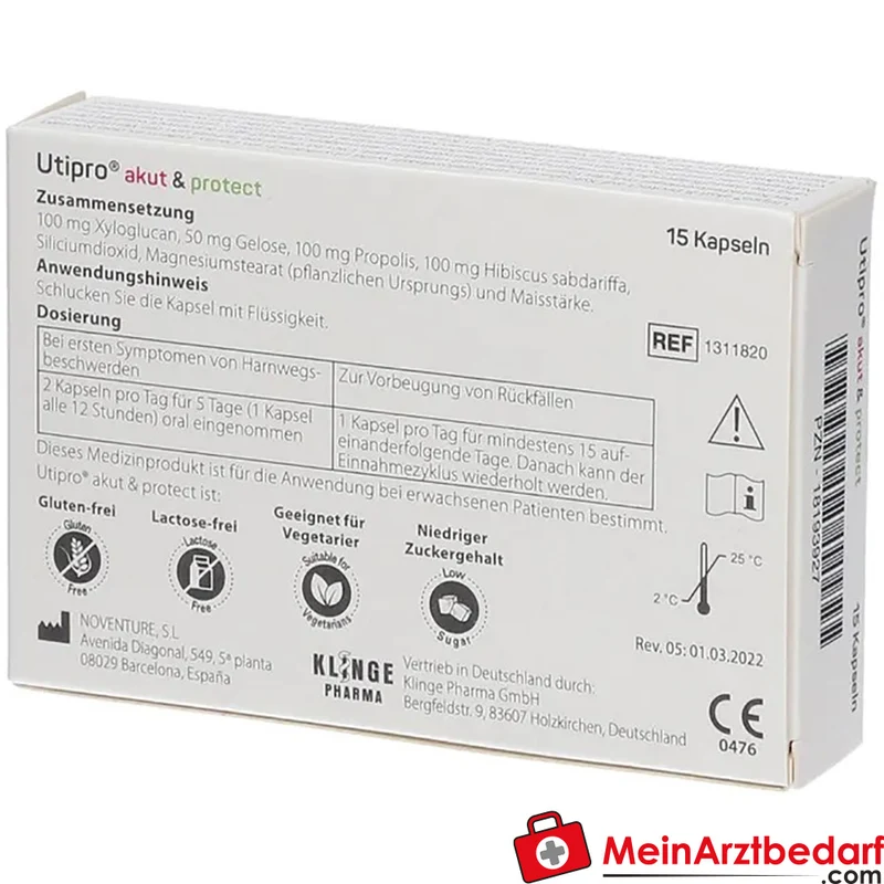 Utipro akut und protect Xyloglucan 100 mg, Gelose 50 mg Kapseln 15 Stück