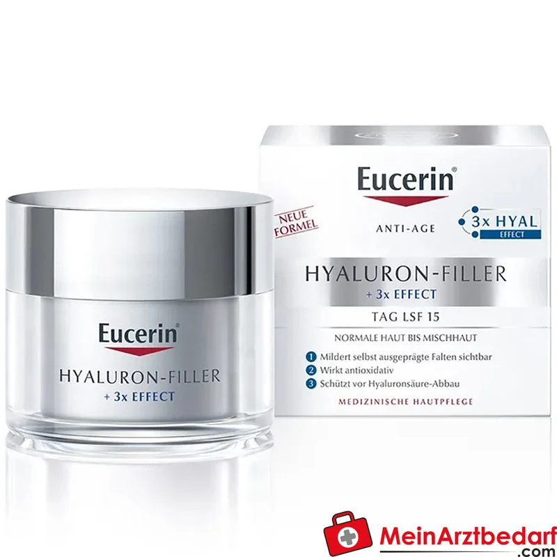 Eucerin Hyaluron-Filler Tagespflege Hyaluronsäure LSF 15 Creme 50 ml für normale bis Mischhaut
