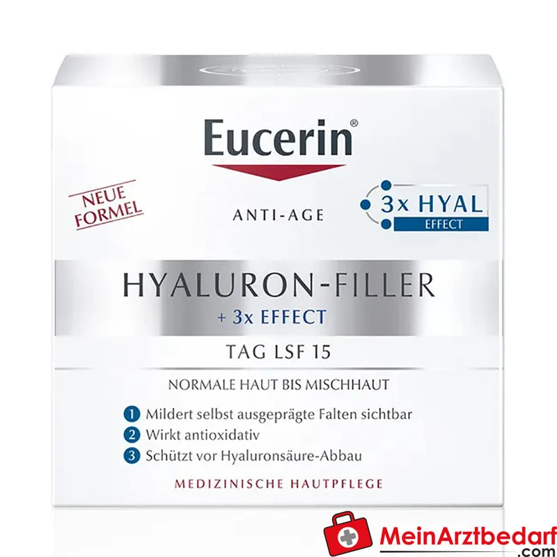 Eucerin Hyaluron-Filler Tagespflege Hyaluronsäure LSF 15 Creme 50 ml für normale bis Mischhaut