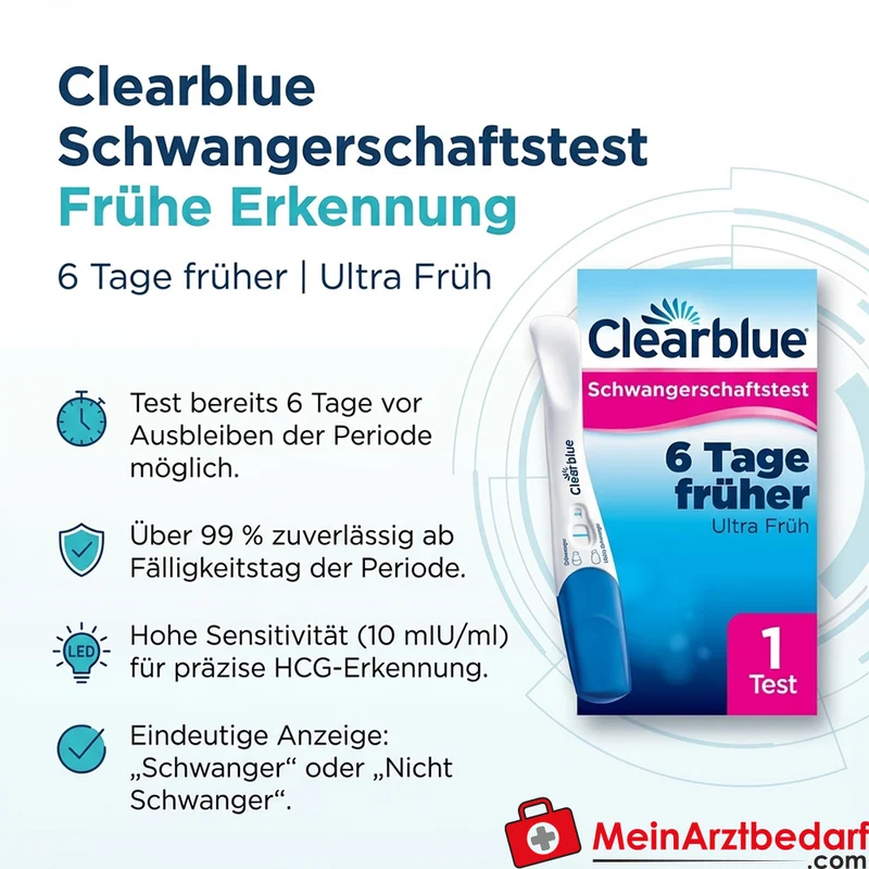 Clearblue Schwangerschaftstest Frühe Erkennung 10 mIU/ml Teststäbchen 1 Stück