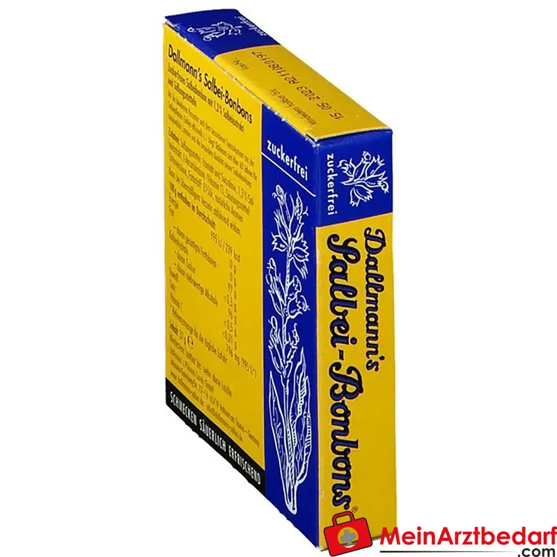 DALLMANNS Salbeibonbons zuckerfrei 1,3 % Salbeiextrakt mit Vitamin C, 20 St. 37 g