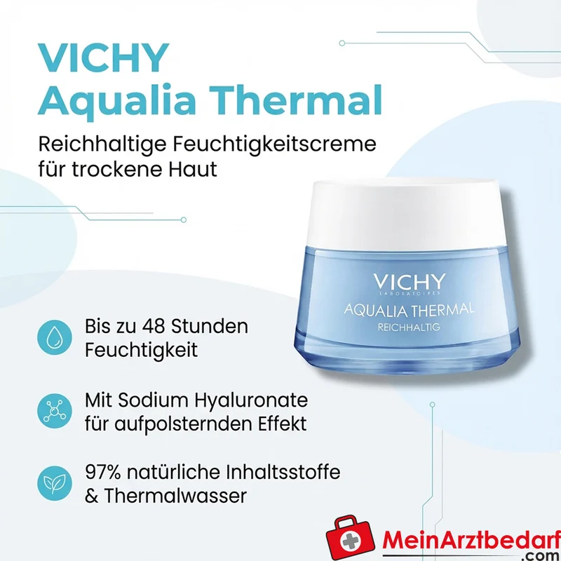 VICHY Aqualia Thermal Reichhaltige Feuchtigkeitscreme mit Hyaluron, Tiegel 50 ml