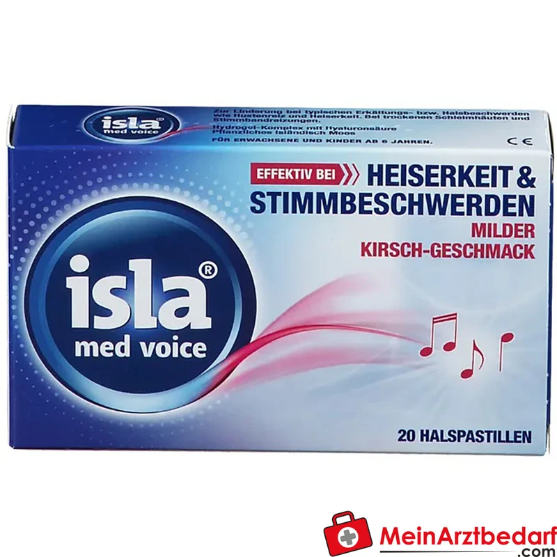 isla med voice Halspastillen mit Hyaluronsäure und Isländisch Moos 20 Stück