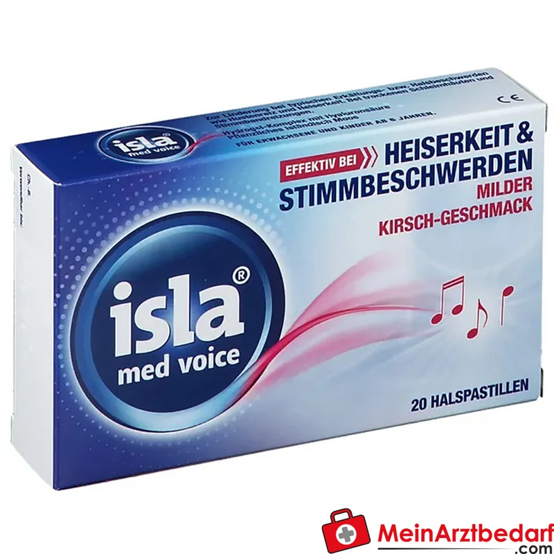 isla med voice Halspastillen mit Hyaluronsäure und Isländisch Moos 20 Stück