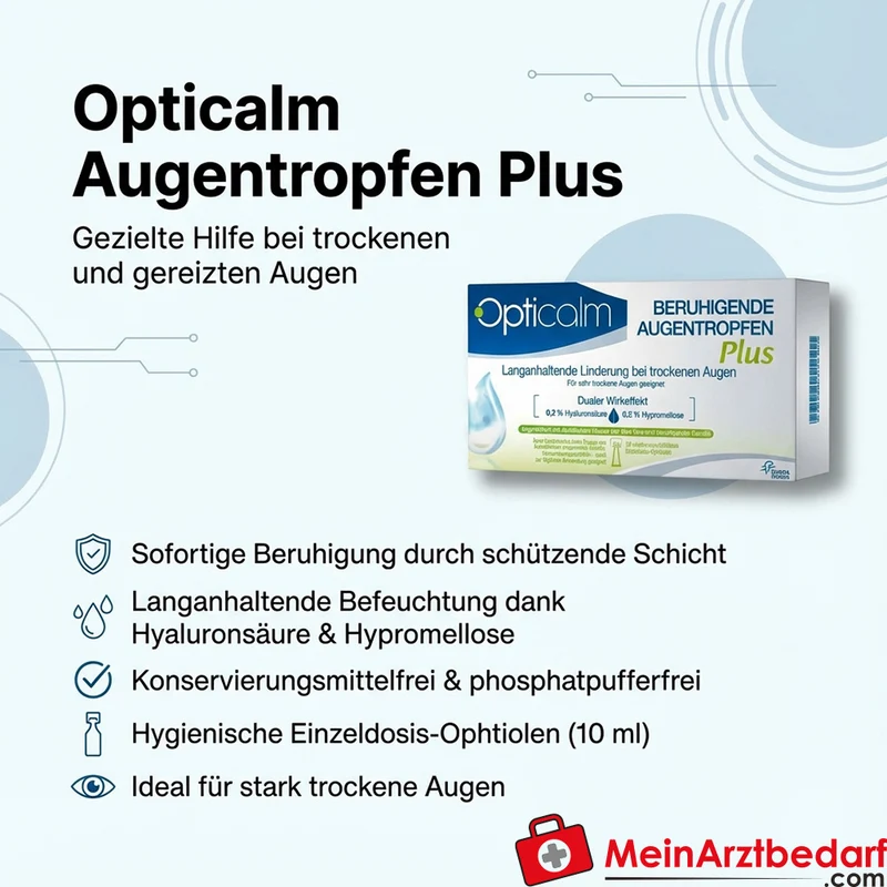 Opticalm beruhigende Augentropfen Plus Hypromellose 1 mg und Hyaluronsäure 1 mg Einzeldosis-Ophtiole 10 ml
