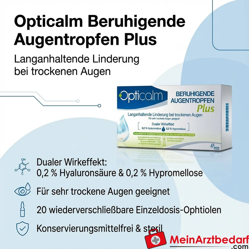 Opticalm beruhigende Augentropfen Plus Hypromellose 1 mg und Hyaluronsäure 1 mg Einzeldosis-Ophtiole 10 ml