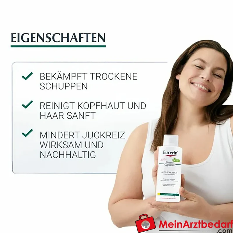Eucerin DermoCapillaire Anti-Schuppen Creme-Shampoo mit Pirocton Olamin, Polidocanol & Salicylsäure 250 ml