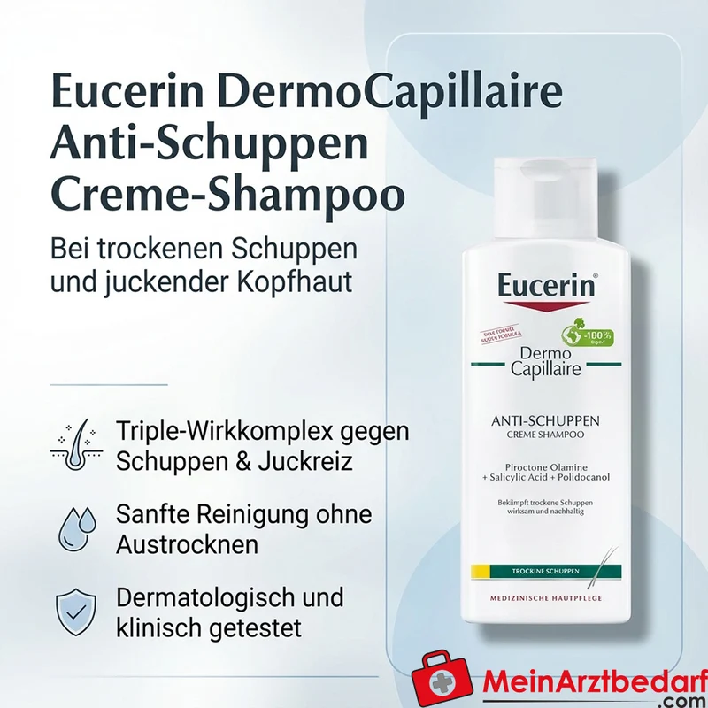 Eucerin DermoCapillaire Anti-Schuppen Creme-Shampoo mit Pirocton Olamin, Polidocanol & Salicylsäure 250 ml
