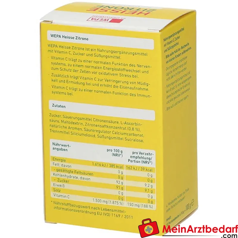 WEPA Heiße Zitrone Vitamin C 150 mg Pulver Portionsbeutel 10x10 g