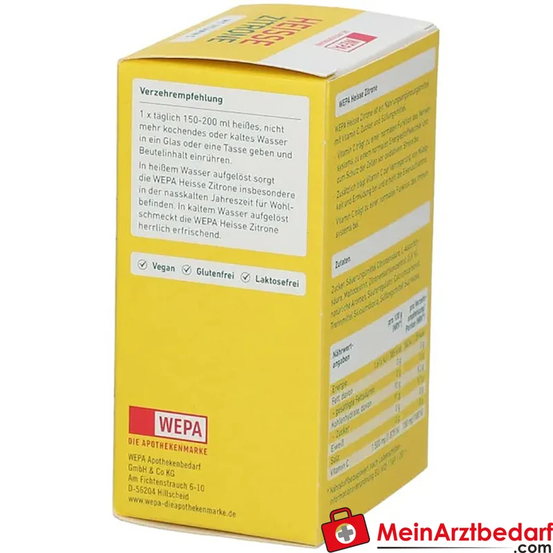 WEPA Heiße Zitrone Vitamin C 150 mg Pulver Portionsbeutel 10x10 g
