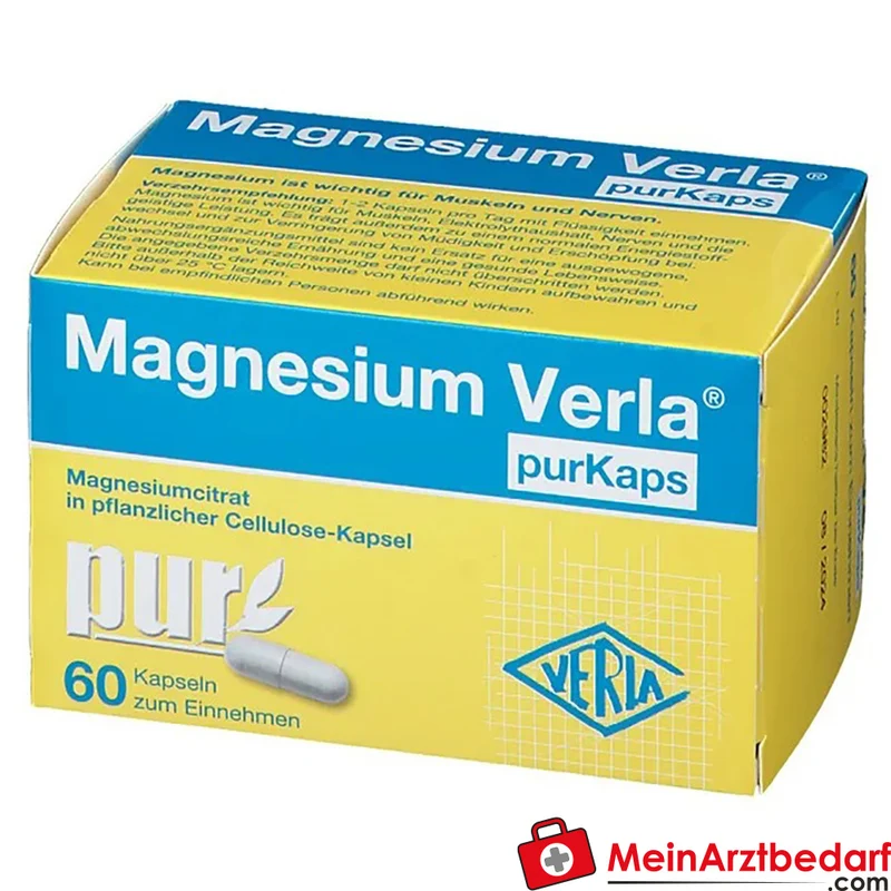 Magnesium Verla purKaps Trimagnesiumdicitrat Kapseln 150–300 mg Magnesium/Tag (als Magnesiumcitrat) 60 Stück