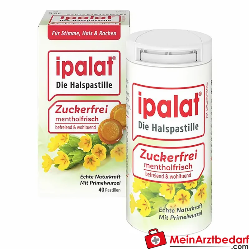 ipalat Halspastillen zuckerfrei mit Primelwurzel-Extrakt und Menthol 40 St.