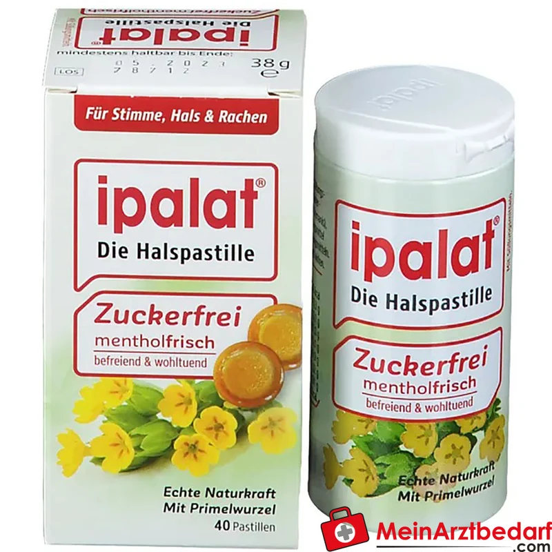 ipalat Halspastillen zuckerfrei mit Primelwurzel-Extrakt und Menthol 40 St.