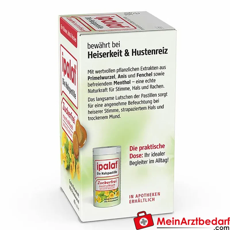 ipalat Halspastillen zuckerfrei mit Primelwurzel-Extrakt und Menthol 40 St.