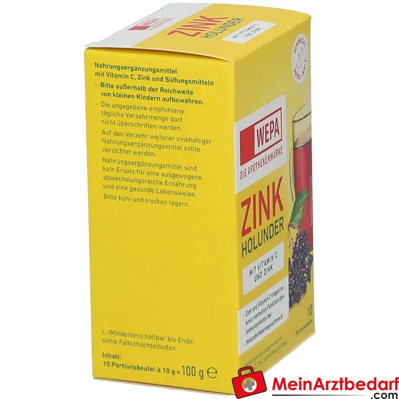 WEPA Zink Holunder Vitamin C 120 mg und Zink Brausepulver 10 Beutel (100 g)