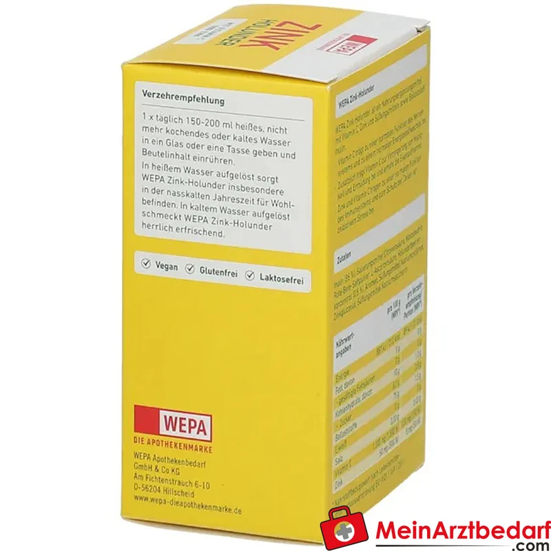 WEPA Zink Holunder Vitamin C 120 mg und Zink Brausepulver 10 Beutel (100 g)