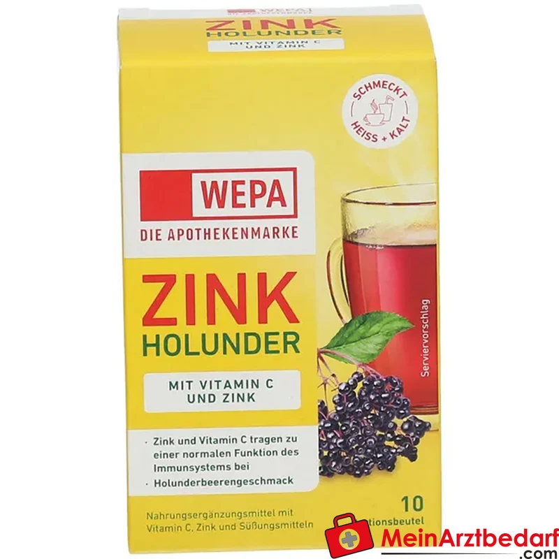 WEPA Zink Holunder Vitamin C 120 mg und Zink Brausepulver 10 Beutel (100 g)