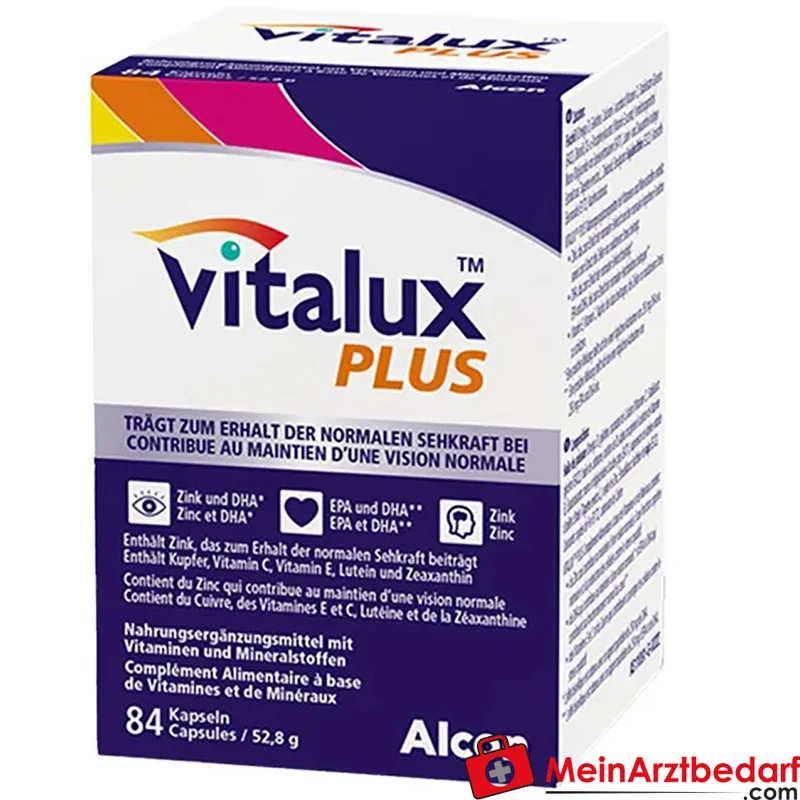 Vitalux Plus Lutein 10 mg + Zeaxanthin 1 mg + Omega‑3 160 mg Kapseln 84 Stück