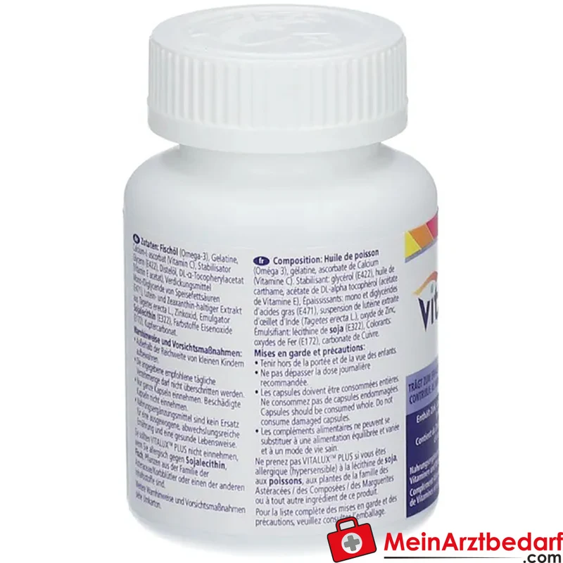 Vitalux Plus Lutein 10 mg + Zeaxanthin 1 mg + Omega‑3 160 mg Kapseln 84 Stück