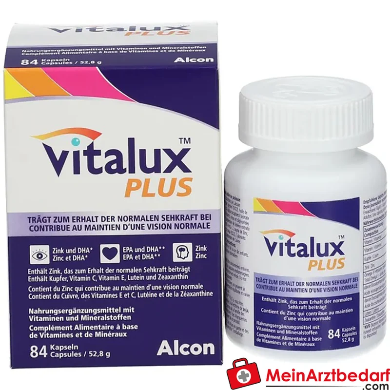 Vitalux Plus Lutein 10 mg + Zeaxanthin 1 mg + Omega‑3 160 mg Kapseln 84 Stück